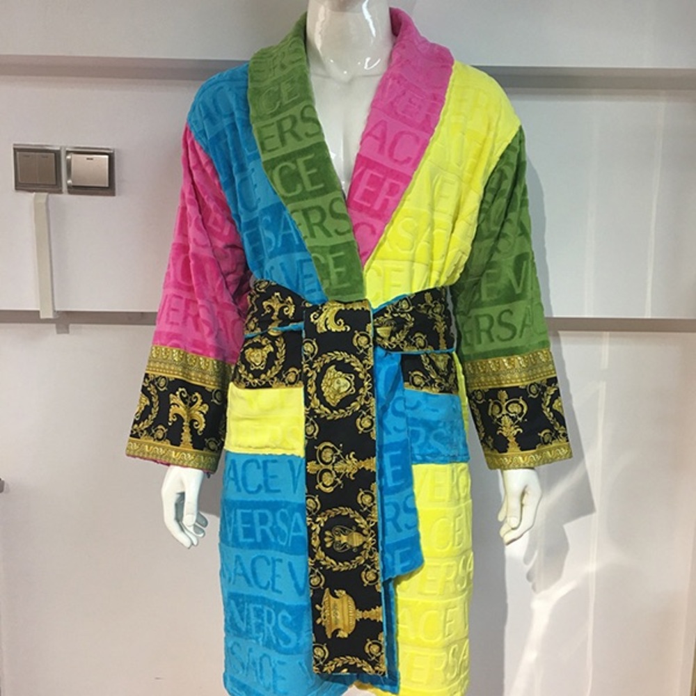 Versace multicolor baroque rainbow bathrobe